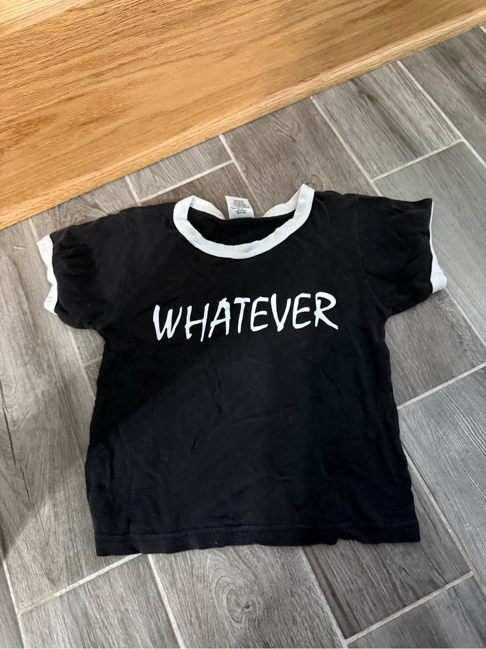 Whatever Graphic Ringer Tee - Black